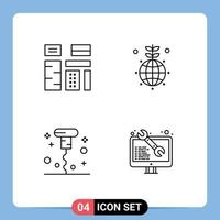 Line Pack of 4 Universal Symbols of advertising bottle native globe miscellaneous Editable Vector Design Elements