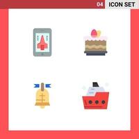 4 User Interface Flat Icon Pack of modern Signs and Symbols of game ring smartphone eat usa Editable Vector Design Elements