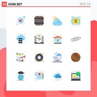 Set of 16 Commercial Flat Colors pack for technology server weather cloud label Editable Pack of Creative Vector Design Elements