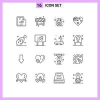 Universal Icon Symbols Group of 16 Modern Outlines of gammon nation bag flag australia Editable Vector Design Elements