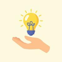 Hand holding light bulb. Creative concept of business idea, solution, innovation, or inspiration. vector