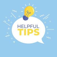 Helpful tips message bubble with light bulb emblem. Symbol for helpful tips. Frequently asked questions sign. vector