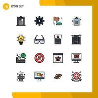 Editable Vector Line Pack of 16 Simple Flat Color Filled Lines of list document user check file sharing Editable Creative Vector Design Elements