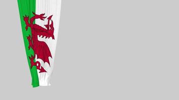 Wales Hanging Fabric Flag Waving in Wind 3D Rendering, Independence Day, National Day, Chroma Key, Luma Matte Selection of Flag video