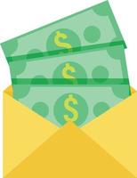 vector illustration of money dollar bills in an open envelope