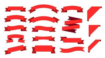 banners de cinta ondulada en estilo retro. colección vectorial de diferentes etiquetas y emblemas rojos vector