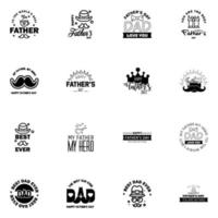 16 Black Happy Fathers Day Design Collection A set of twelve brown colored vintage style Fathers Day Designs on light background Editable Vector Design Elements