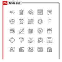 Set of 25 Modern UI Icons Symbols Signs for health education setting web browser Editable Vector Design Elements