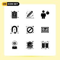 9 Creative Icons Modern Signs and Symbols of love attract draw timer human Editable Vector Design Elements