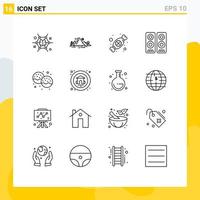 Universal Icon Symbols Group of 16 Modern Outlines of speaker entertaiment mountain cinema day Editable Vector Design Elements