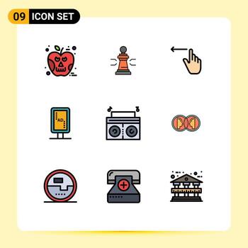 Set of 9 Modern UI Icons Symbols Signs for sign board board game left gestures Editable Vector Design Elements