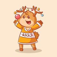 Cute deer smiling and wearing warm clothes vector