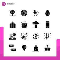 Glyph Icon set. Pack of 16 Solid Icons isolated on White Background for responsive Website Design Print and Mobile Applications. vector