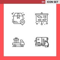 4 Icon Pack Line Style Outline Symbols on White Background. Simple Signs for general designing. vector