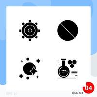 Modern Pack of 4 Icons. Solid Glyph Symbols isolated on White Backgound for Website designing vector