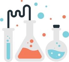 chemical experiments and test tubes illustration in minimal style vector