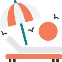ilustración de camas y sombrillas de playa en estilo minimalista vector
