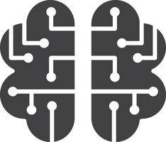 brain and circuit board illustration in minimal style vector