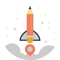 lápiz con ilustración de cohete en estilo minimalista vector