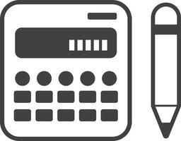 calculator and pencil illustration in minimal style vector