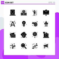 Editable Vector Line Pack of 16 Simple Solid Glyphs of hardware devices command connected manipulation Editable Vector Design Elements