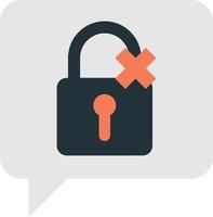 Text box with padlock and wrong sign illustration in minimal style vector