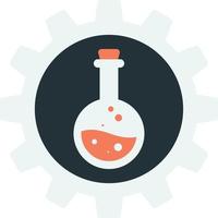 Chemical flasks and gears illustration in minimal style vector