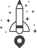 pencil with rocket illustration in minimal style vector