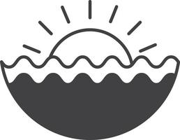 ilustración de sol y mar en estilo minimalista vector