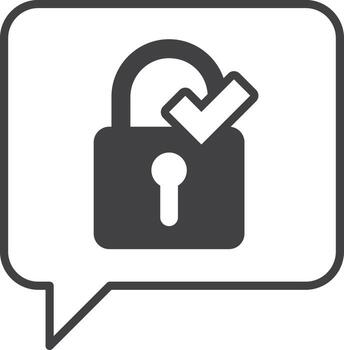 Text box with padlock and check mark illustration in minimal style vector
