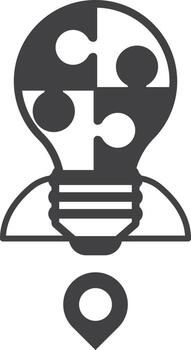 light bulb with rocket illustration in minimal style vector