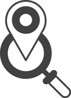 Magnifying glass and location pin illustration in minimal style vector