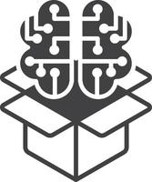 box and brain illustration in minimal style vector
