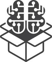 ilustración de caja y cerebro en estilo minimalista vector