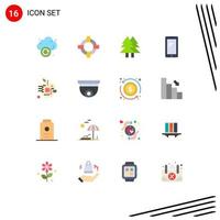 User Interface Pack of 16 Basic Flat Colors of apple android eco mobile phone Editable Pack of Creative Vector Design Elements