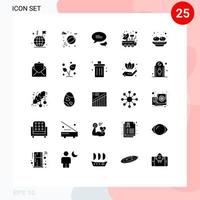 Mobile Interface Solid Glyph Set of 25 Pictograms of india food messaging space science Editable Vector Design Elements