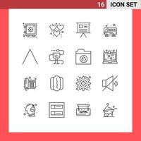 Outline Pack of 16 Universal Symbols of top transport business public presentation Editable Vector Design Elements