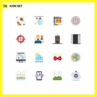 16 Universal Flat Color Signs Symbols of user power training on house Editable Pack of Creative Vector Design Elements