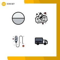 Group of 4 Filledline Flat Colors Signs and Symbols for pill wire board cable logistics Editable Vector Design Elements