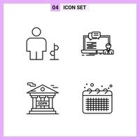 4 iconos en estilo de línea. delinear símbolos sobre fondo blanco. signos vectoriales creativos para web móvil e impresión. vector