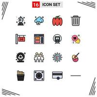 paquete de iconos de vector de stock de 16 signos y símbolos de línea para comunicación viaje comida hotel signo reciclar elementos de diseño de vector creativo editable