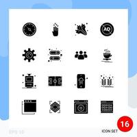 Modern Set of 16 Solid Glyphs Pictograph of block advertisement up ad block vegetables Editable Vector Design Elements