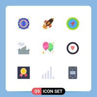 Universal Icon Symbols Group of 9 Modern Flat Colors of pollution industry mission factory pointer Editable Vector Design Elements