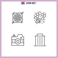 Modern Set of 4 Filledline Flat Colors and symbols such as casing photo hardware agriculture delete Editable Vector Design Elements