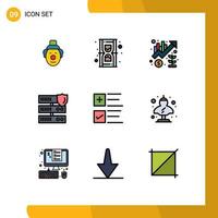 9 iconos creativos signos y símbolos modernos de crecimiento de seguridad de garrapatas datos seguros elementos de diseño vectorial editables vector