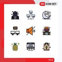 Set of 9 Modern UI Icons Symbols Signs for speaker sync eid database muslim Editable Vector Design Elements