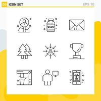 Collection of 9 Universal Line Icons. Icon Set for Web and Mobile. vector