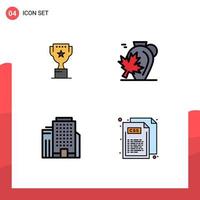 Filledline Flat Color Pack of 4 Universal Symbols of award office reward canada job Editable Vector Design Elements