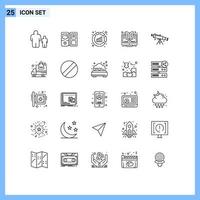 Group of 25 Modern Lines Set for astronomy online analytics learning online Editable Vector Design Elements
