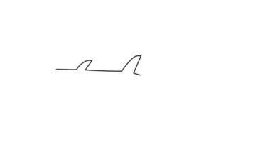 animation of a plane flying sideways in the style of one line art, minimalism video